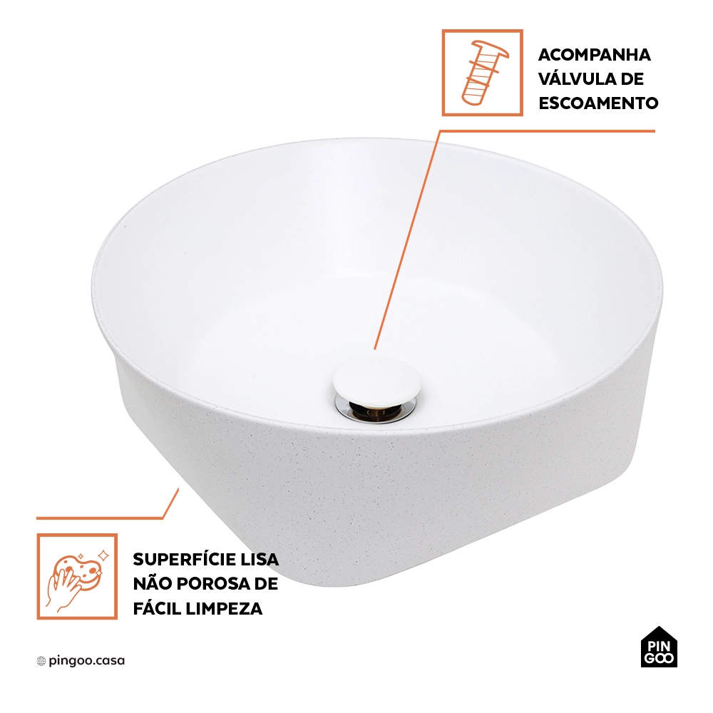 Cuba de Apoio para Banheiro Oval Louça Cerâmica Urban - Branco