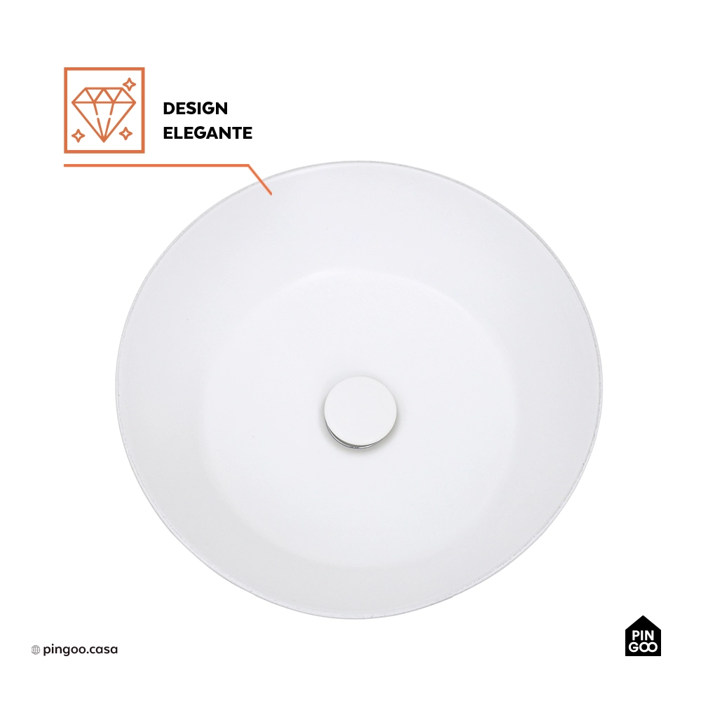 Cuba de Apoio para Banheiro Oval Louça Cerâmica Urban - Branco