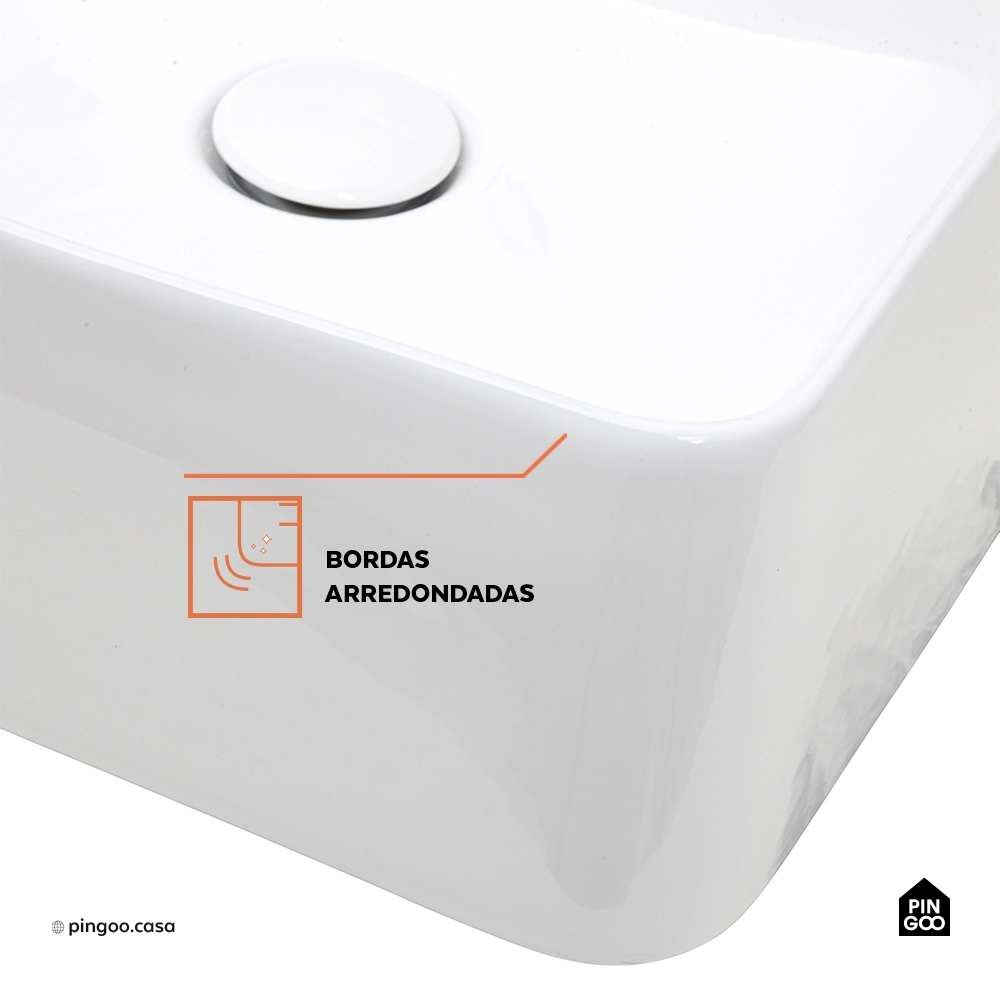 Cuba de Apoio para Banheiro Quadrada Louça Cerâmica Ágata Pingoo.casa - Branco