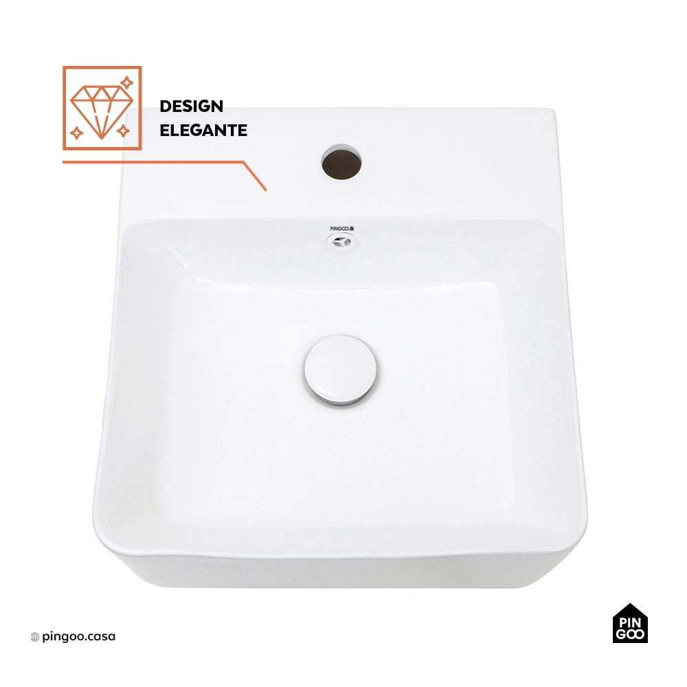 Cuba de Apoio para Banheiro Quadrada Louça Cerâmica Ágata Pingoo.casa - Branco Cuba de Apoio para Banheiro Quadrada Louça Cerâmica Ágata Pingoo.casa - Branco