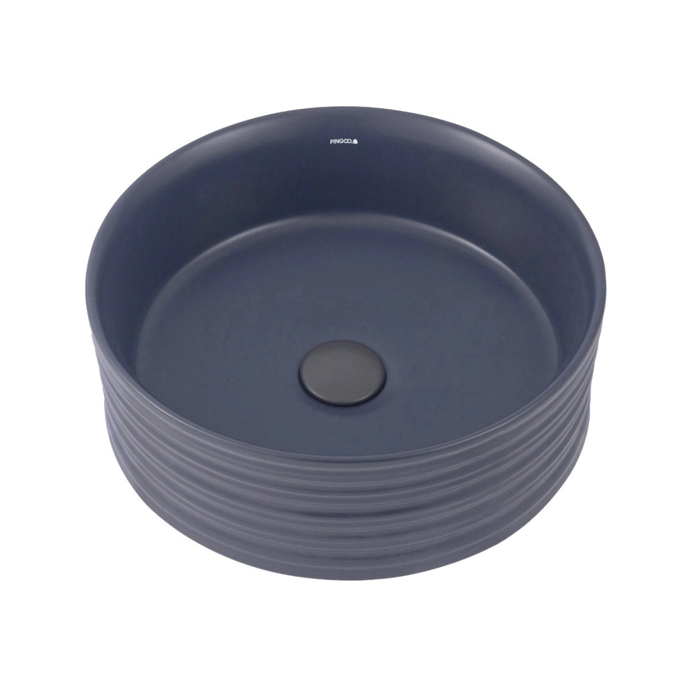 Cuba de Apoio para Banheiro Redonda Slim Louça Cerâmica 38cm Labradorita Cinza Cuba de Apoio para Banheiro Redonda Slim Louça Cerâmica 38cm Labradorita Cinza