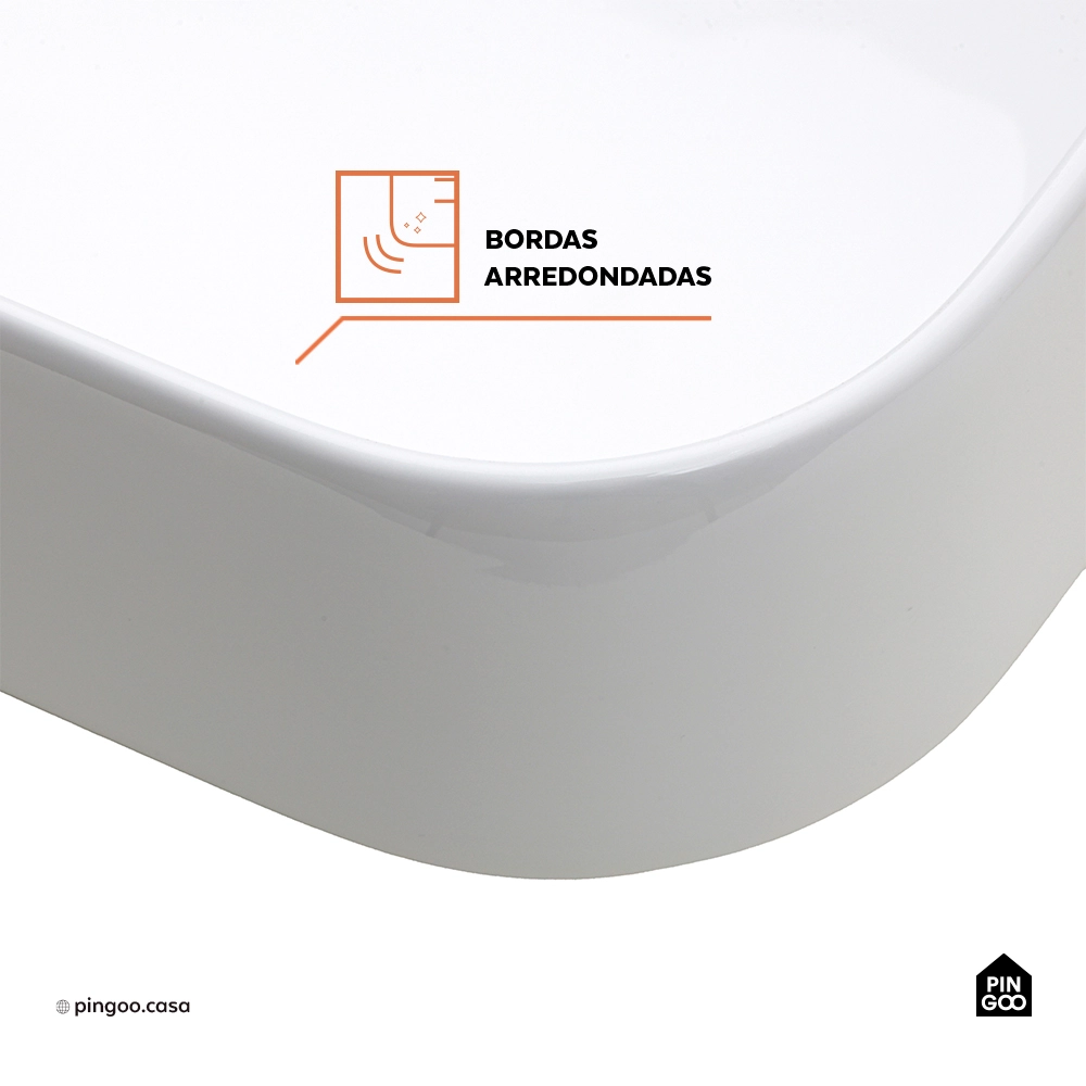 Cuba de Apoio para Banheiro Retangular Louça Cerâmica Clorita - Branco