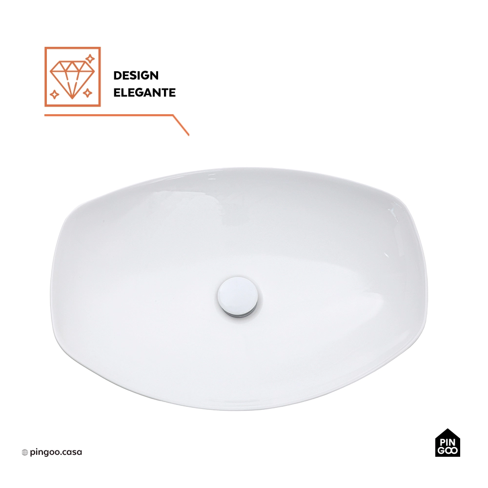 Cuba de Apoio para Banheiro Retangular Louça Cerâmica Petalita - Branco