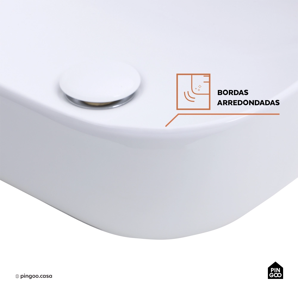 Cuba de Apoio para Banheiro Retangular Louça Cerâmica Adamita Pingoo.casa - Branco