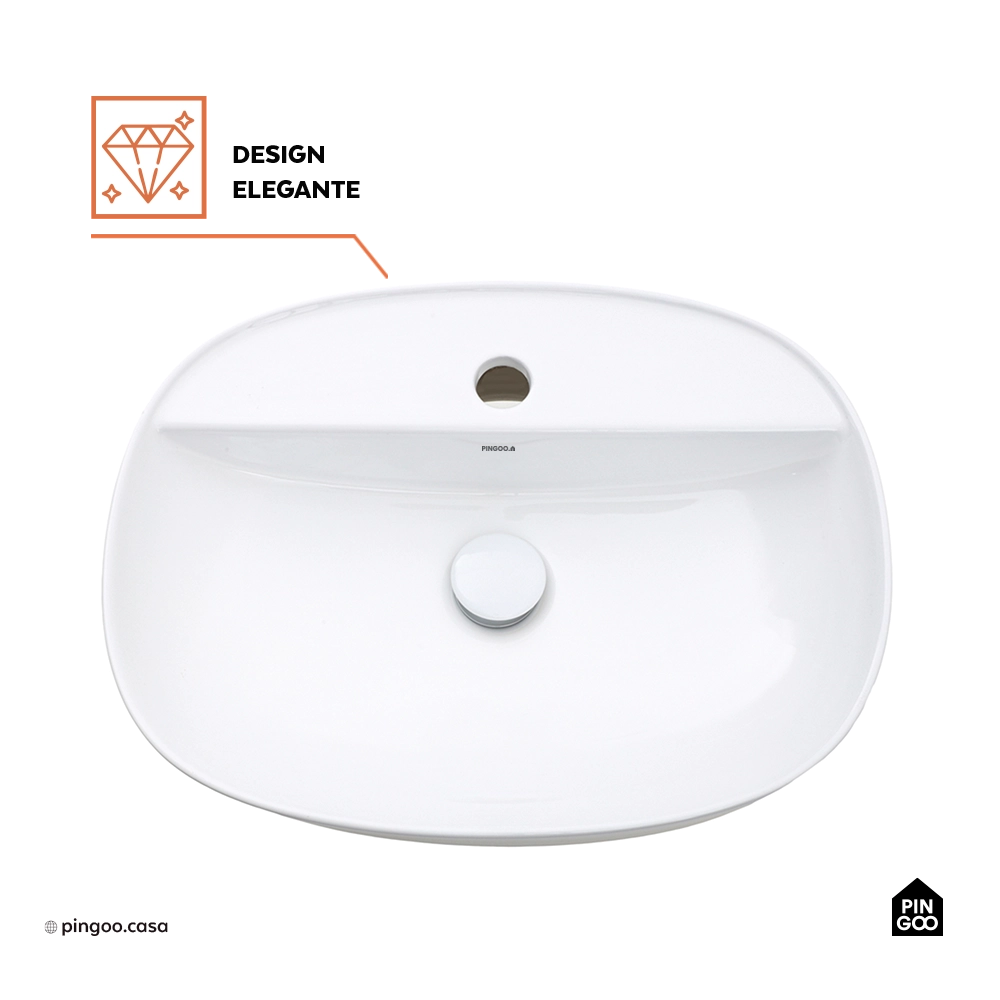 Cuba de Apoio para Banheiro Retangular Louça Cerâmica Cianita - Branco Cuba de Apoio para Banheiro Retangular Louça Cerâmica Cianita - Branco