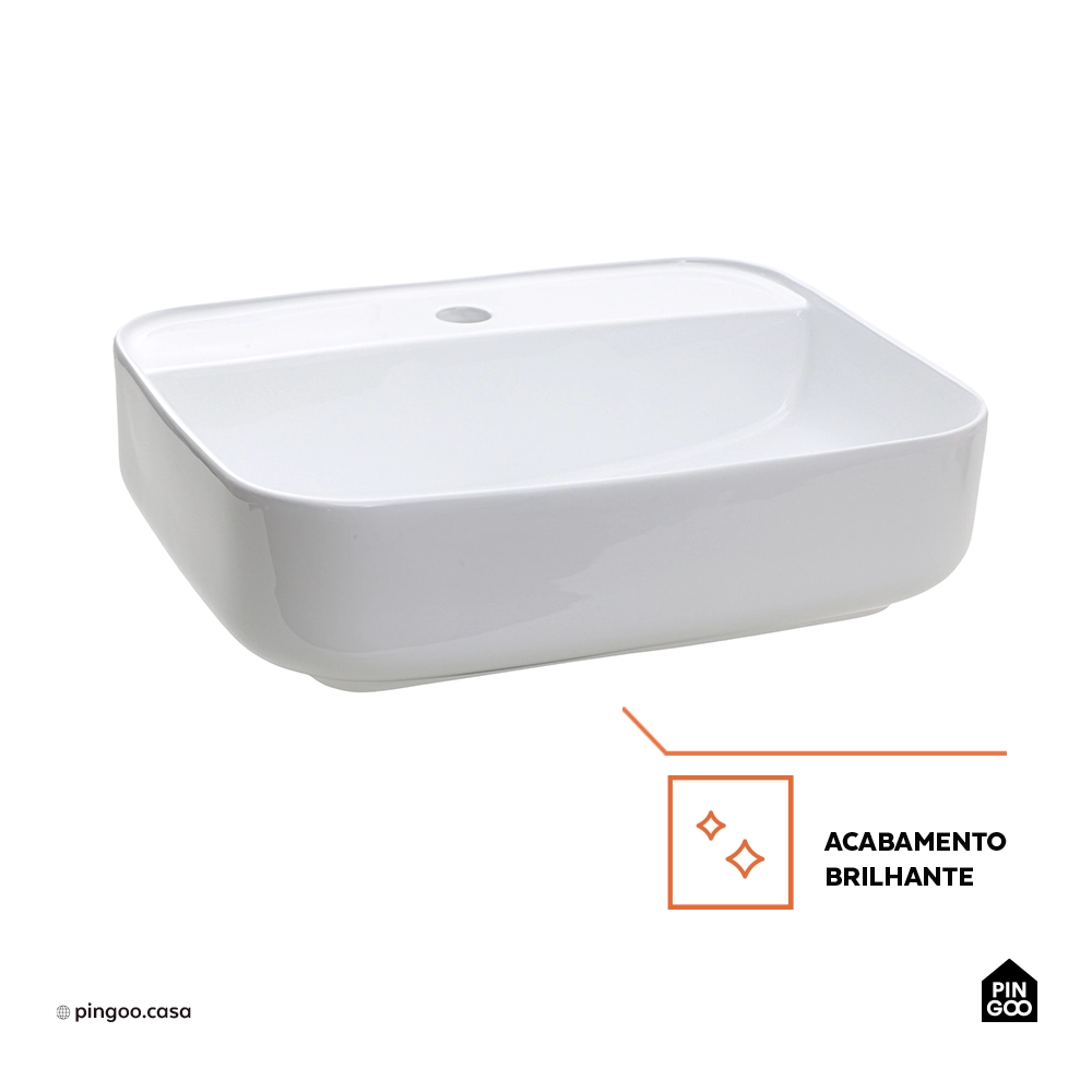 Cuba de Apoio para Banheiro Retangular Louça Cerâmica Clorita Pingoo.casa - Branco