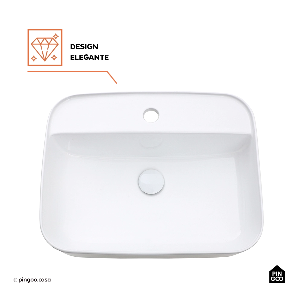 Cuba de Apoio para Banheiro Retangular Louça Cerâmica Clorita Pingoo.casa - Branco
