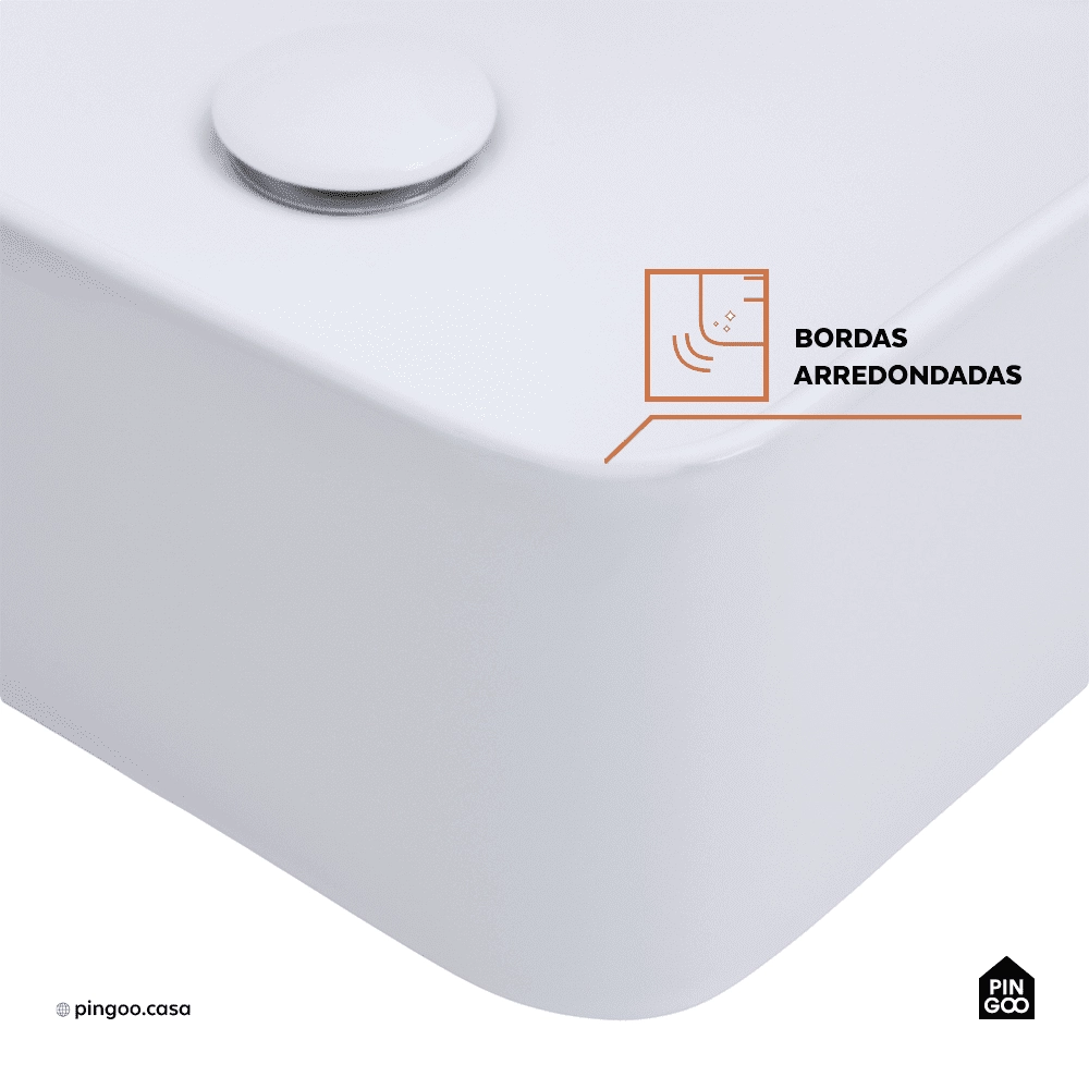 Cuba de Apoio para Banheiro Retangular Louça Cerâmica Cornalina Pingoo.casa - Branco Cuba de Apoio para Banheiro Retangular Louça Cerâmica Cornalina Pingoo.casa - Branco