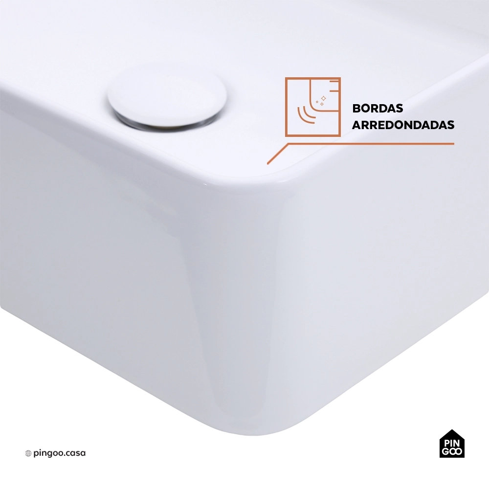 Cuba de Apoio para Banheiro Retangular Louça Cerâmica Hematita Pingoo.casa - Branco