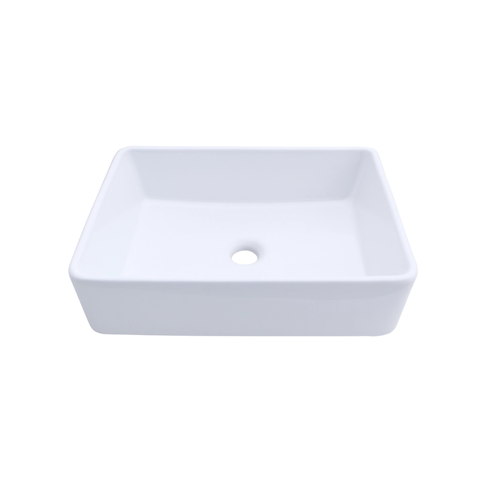 Cuba de Apoio para Banheiro Sem Válvula Retangular Louça Cerâmica Hematita Pingoo.casa - Branco