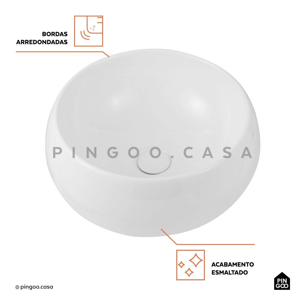 Cuba de Apoio Redonda para Banheiro Louça Cerâmica 41cm Morganita Branco Cuba de Apoio Redonda para Banheiro Louça Cerâmica 41cm Morganita Branco