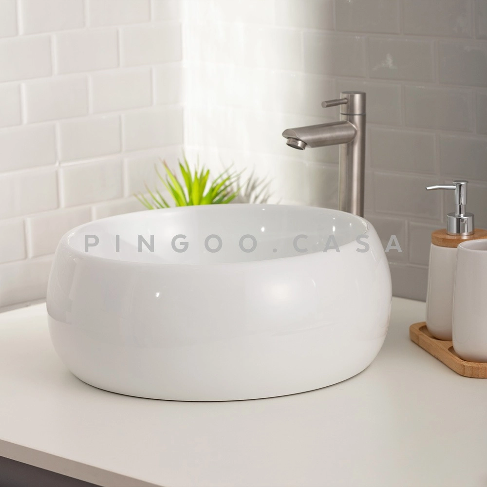 Cuba de Apoio Redonda para Banheiro Louça Cerâmica 41cm Morganita Branco Cuba de Apoio Redonda para Banheiro Louça Cerâmica 41cm Morganita Branco