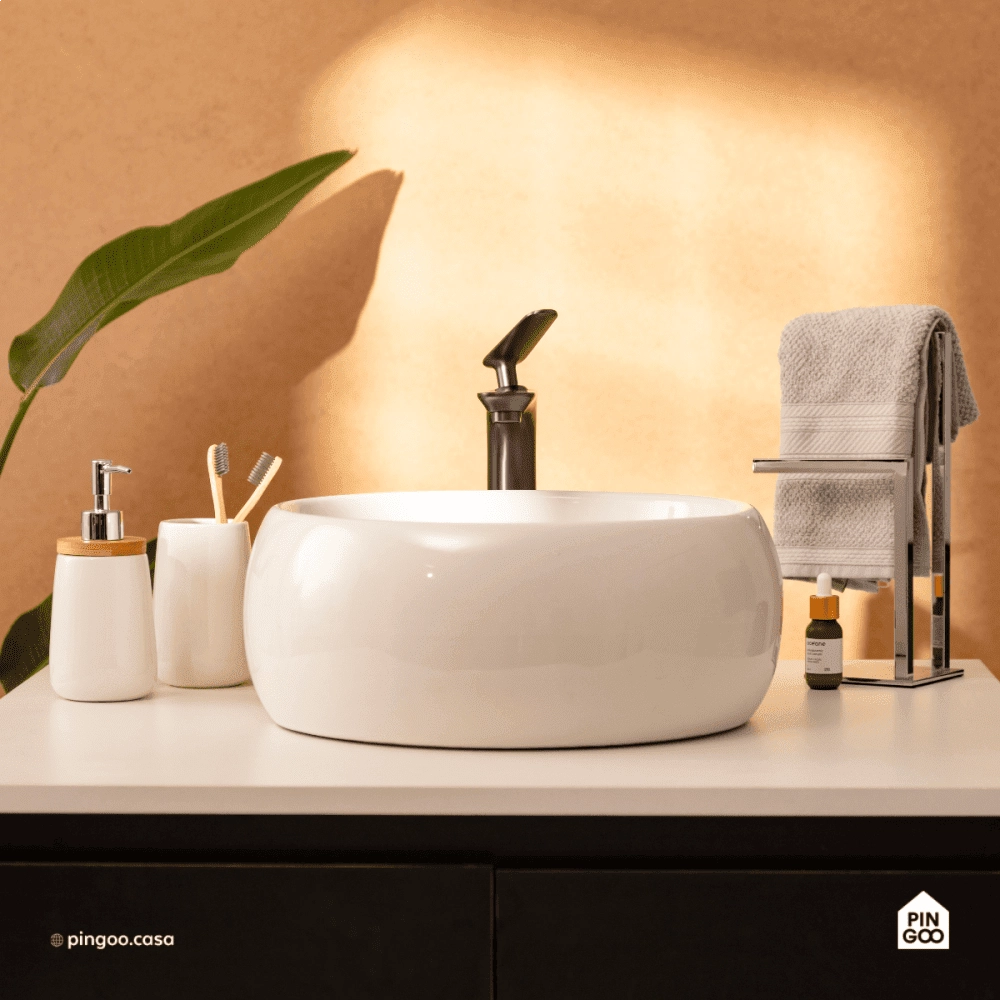 Cuba de Apoio Redonda para Banheiro Louça Cerâmica 41cm Morganita Branco Cuba de Apoio Redonda para Banheiro Louça Cerâmica 41cm Morganita Branco