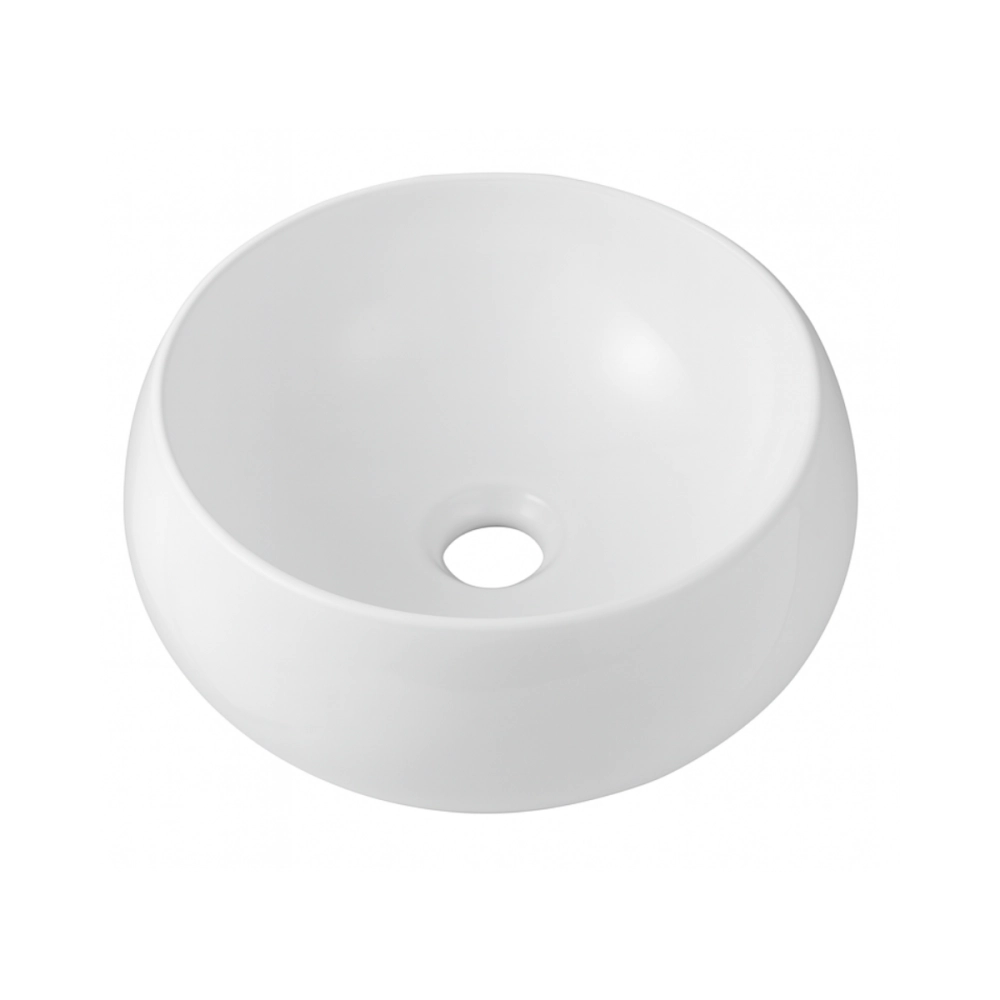 Cuba de Apoio Redonda Sem Válvula para Banheiro Louça Cerâmica 41cm Morganita Pingoo.casa - Branco