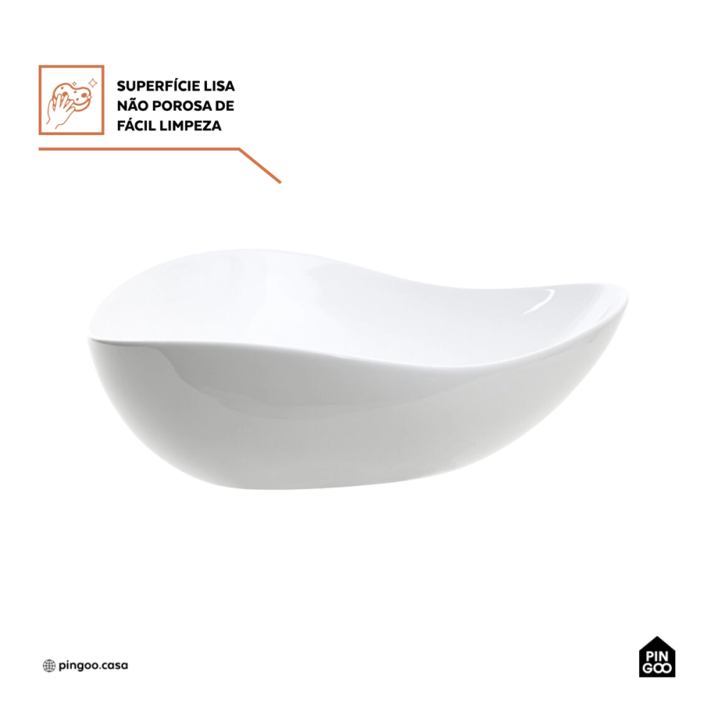 Cuba de Apoio Sem Válvula para Banheiro Oval Louça Cerâmica Ambar - Branco Cuba de Apoio Sem Válvula para Banheiro Oval Louça Cerâmica Ambar - Branco