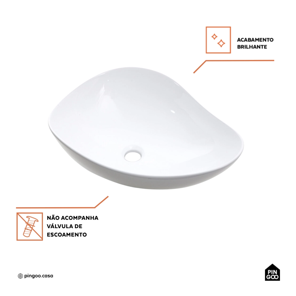 Cuba de Apoio Sem Válvula para Banheiro Oval Louça Cerâmica Ambar - Branco Cuba de Apoio Sem Válvula para Banheiro Oval Louça Cerâmica Ambar - Branco