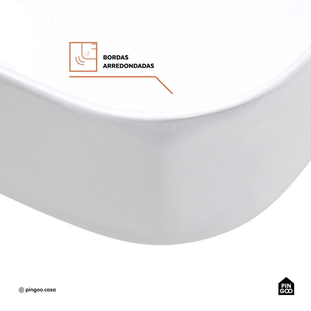 Cuba de Apoio Sem Válvula para Banheiro Quadrada Louça Cerâmica Lazulita Pingoo.casa - Branco