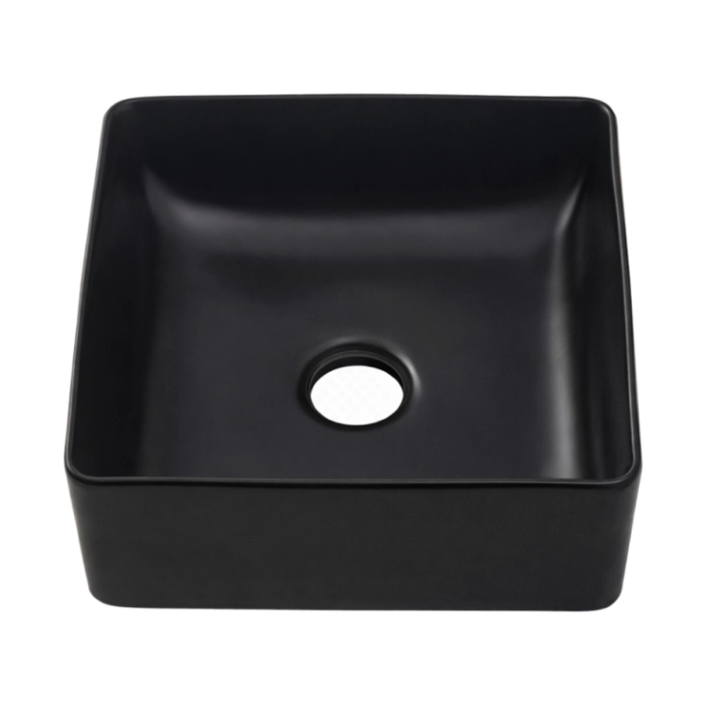 Cuba De Apoio Sem Válvula Para Banheiro Quadrada Slim Cerâmica Crisoprásio Pingoo.Casa - Preto Fosco Cuba De Apoio Sem Válvula Para Banheiro Quadrada Slim Cerâmica Crisoprásio Pingoo.Casa - Preto Fosco