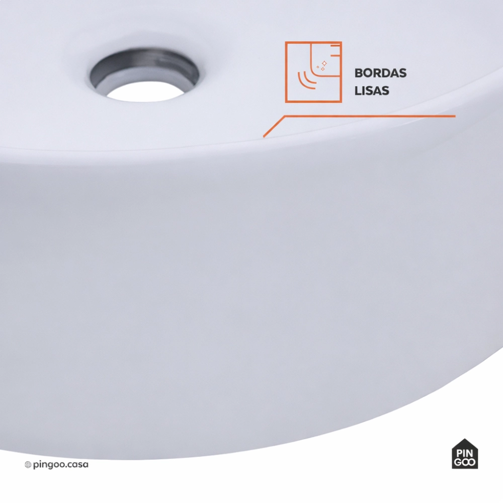 Cuba de Apoio Sem Válvula para Banheiro Redonda Louça Cerâmica Ametista Pingoo.casa - Branco