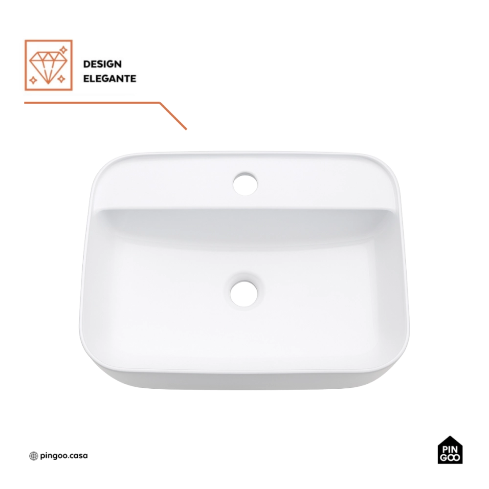 Cuba de Apoio Sem Válvula para Banheiro Retangular Louça Cerâmica Clorita Pingoo.casa - Branco