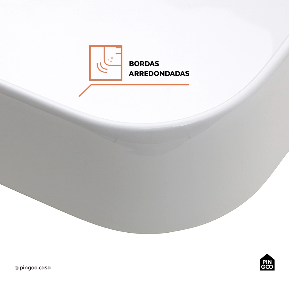 Cuba de Apoio Sem Válvula para Banheiro Retangular Louça Cerâmica Clorita Pingoo.casa - Branco