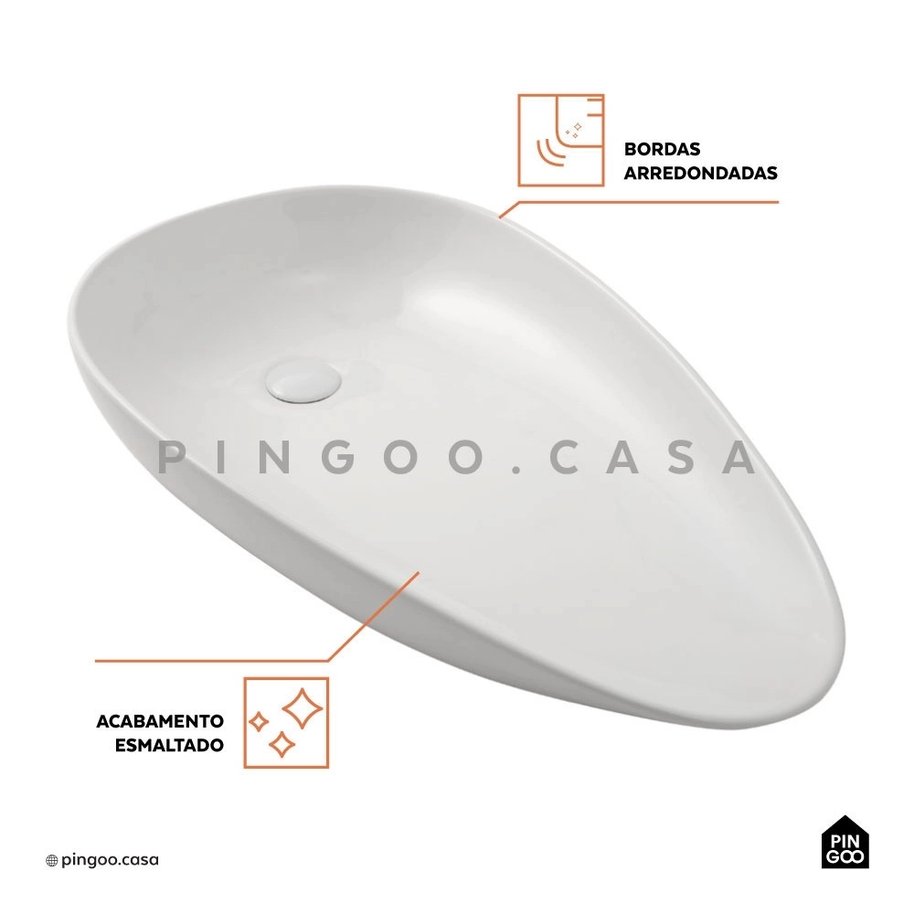 Cuba de Apoio Slim para Banheiro Louça Cerâmica Gota - Branco Cuba de Apoio Slim para Banheiro Louça Cerâmica Gota - Branco