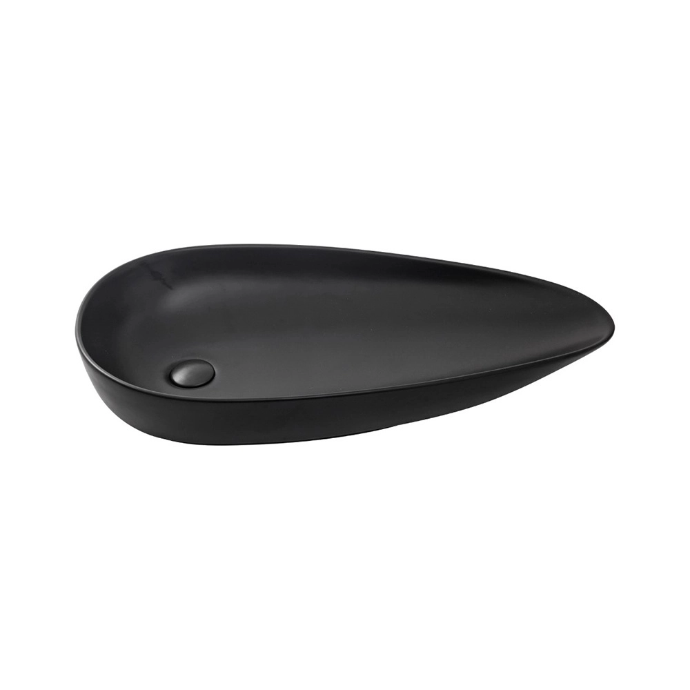 Cuba de Apoio Slim para Banheiro Louça Cerâmica Gota - Preto Fosco