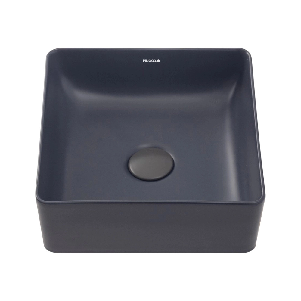 Cuba de Apoio Slim Quadrada para Banheiro Louça Cerâmica 31,5x31cm Crisoprásio Cinza Fosco