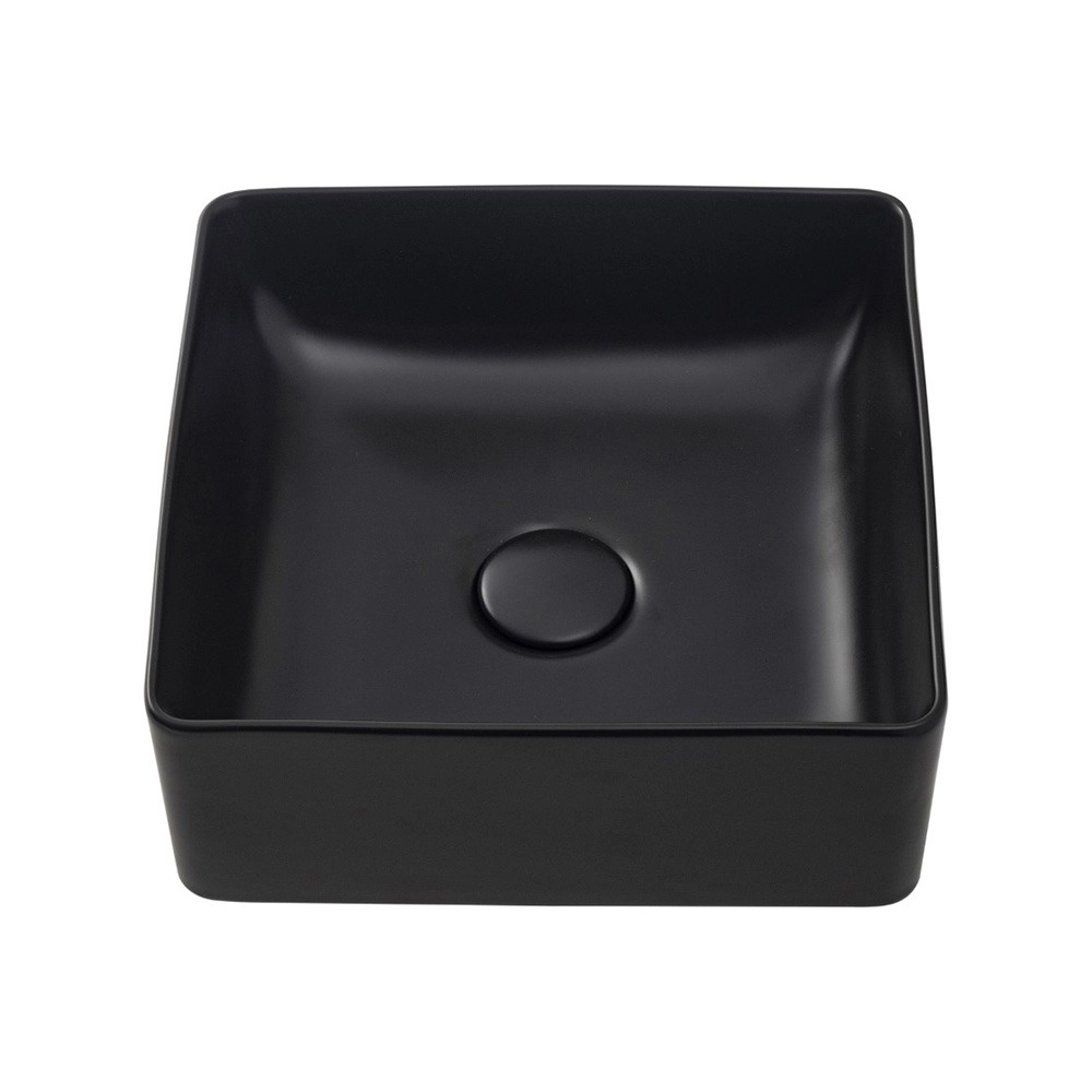 Cuba de Apoio Slim Quadrada para Banheiro Louça Cerâmica 31,5x31cm Crisoprásio Preto Fosco Cuba de Apoio Slim Quadrada para Banheiro Louça Cerâmica 31,5x31cm Crisoprásio Preto Fosco