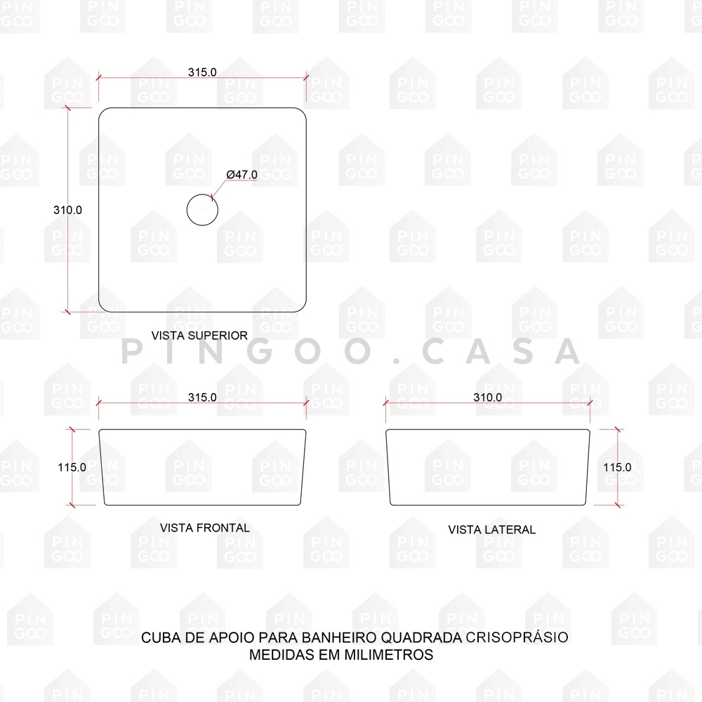 Cuba de Apoio Slim Quadrada para Banheiro Louça Cerâmica 31,5x31cm Crisoprásio Preto Fosco Cuba de Apoio Slim Quadrada para Banheiro Louça Cerâmica 31,5x31cm Crisoprásio Preto Fosco