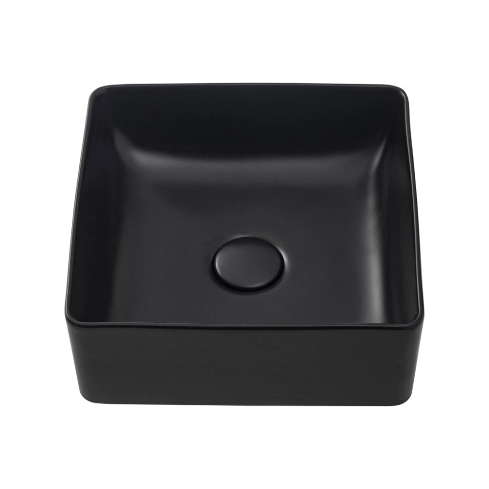 Cuba de Apoio Slim Quadrada para Banheiro Louça Cerâmica Crisoprásio - Preto Fosco Cuba de Apoio Slim Quadrada para Banheiro Louça Cerâmica Crisoprásio - Preto Fosco