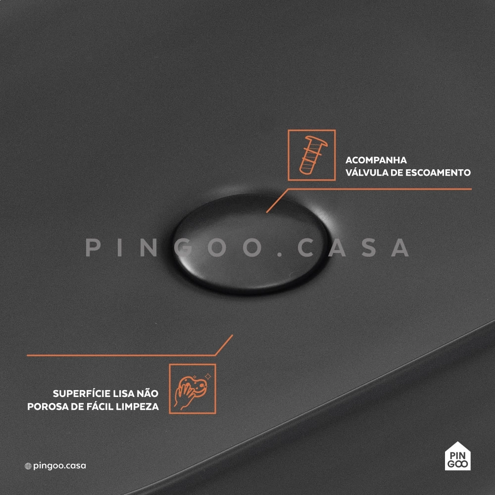 Cuba de Apoio Slim Retangular para Banheiro Louça Cerâmica 50,5x39,5cm Fluorita Preto Fosco Cuba de Apoio Slim Retangular para Banheiro Louça Cerâmica 50,5x39,5cm Fluorita Preto Fosco