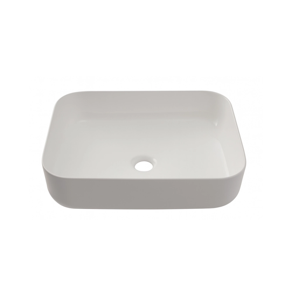 Cuba de Apoio Slim Retangular Sem Válvula para Banheiro Louça Cerâmica 50,5x39,5cm Fluorita Pingoo.casa - Branco