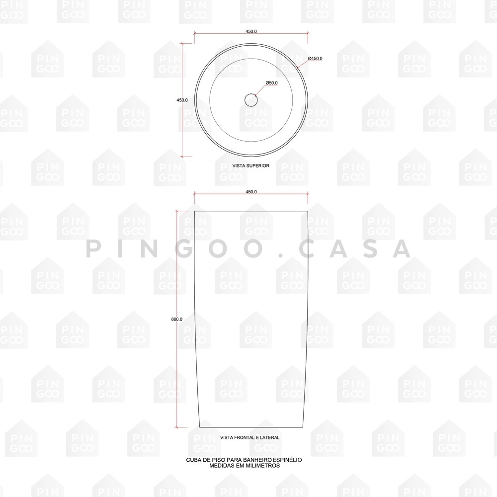 Cuba de Piso para Banheiro Cerâmica 45cm Espinélio Branco Cuba de Piso para Banheiro Cerâmica 45cm Espinélio Branco