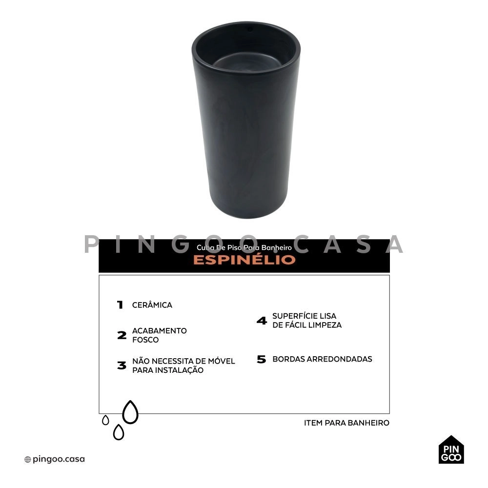 Cuba de Piso para Banheiro Cerâmica 45cm Espinélio Preto Cuba de Piso para Banheiro Cerâmica 45cm Espinélio Preto