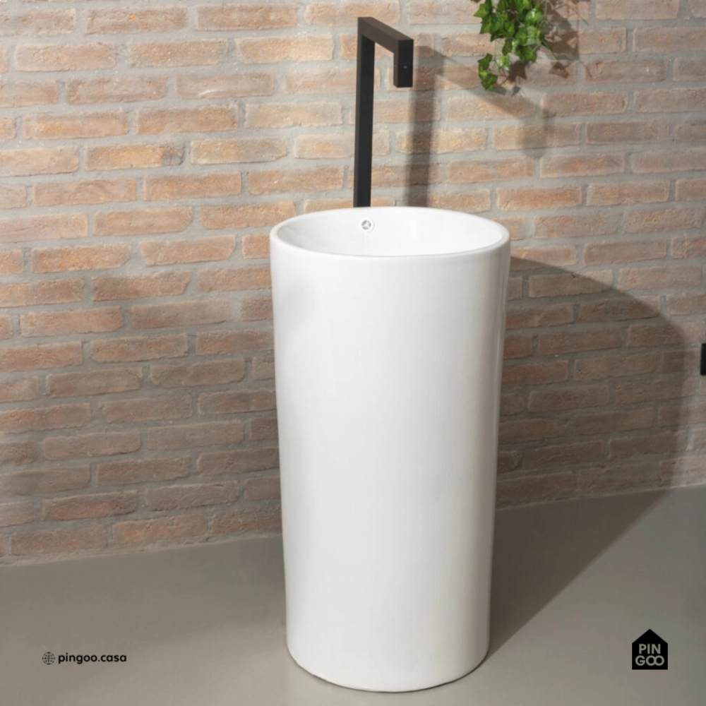 Cuba de Piso sem válvula para Banheiro Cerâmica 45x45cm Espinélio Pingoo.casa - Branco