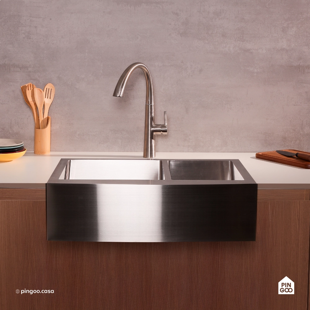 Cuba Dupla Gourmet para Cozinha Aço Inox 304 79x53cm Kiriri Farm Pequena Prata