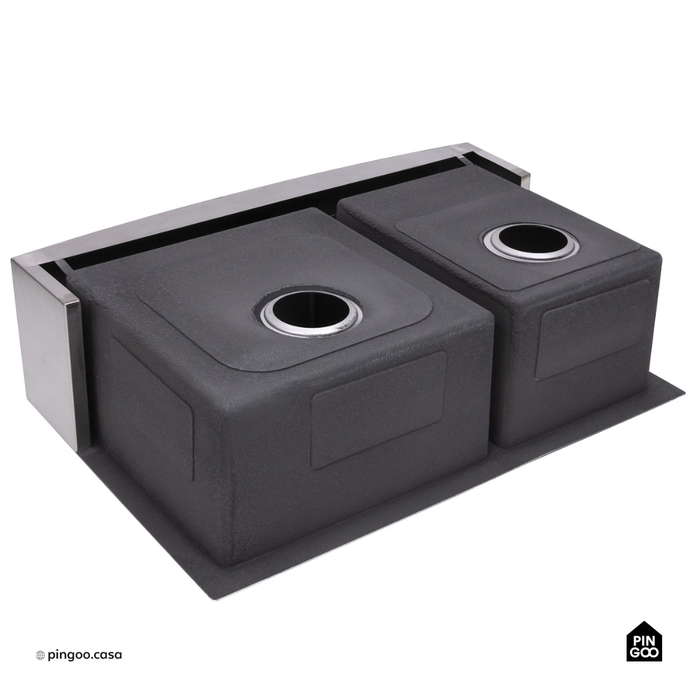Cuba Dupla Gourmet para Cozinha Aço Inox 304 79x53cm Kiriri Farm Pequena Prata