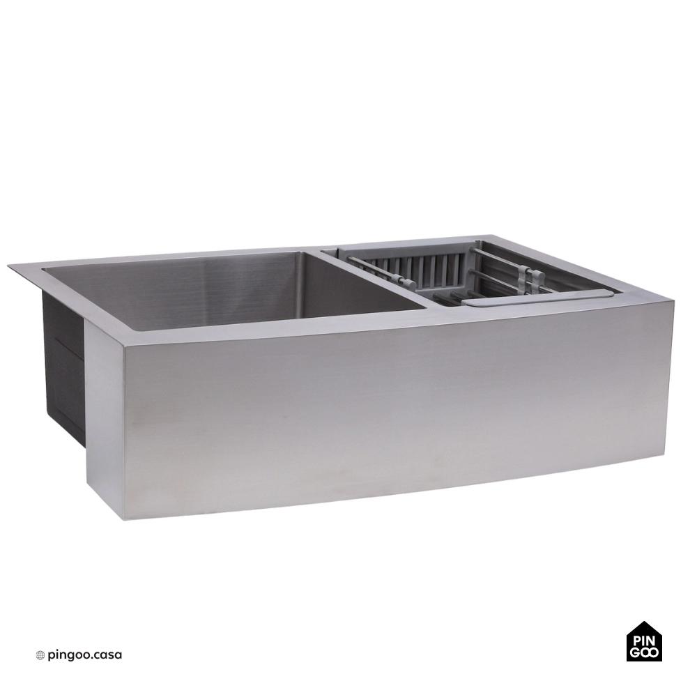 Cuba Dupla Gourmet para Cozinha Aço Inox 304 79x53cm Kiriri Farm Pequena Prata