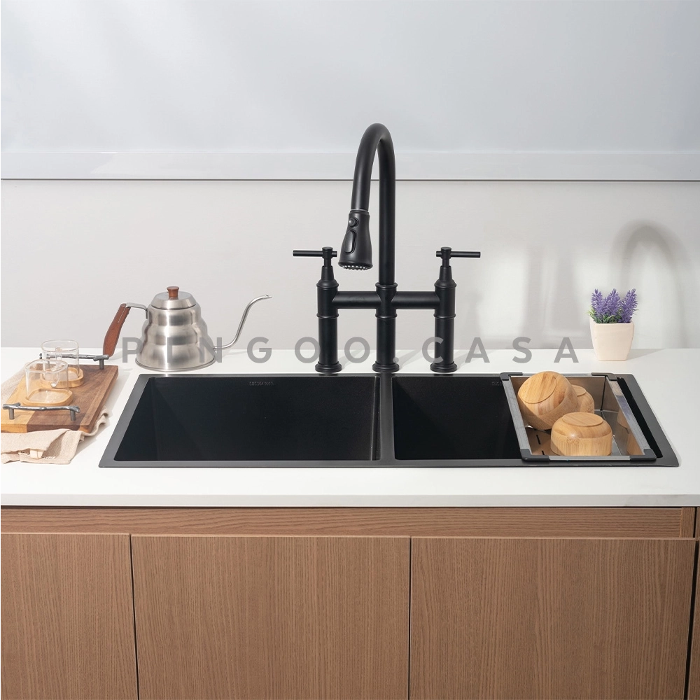 Cuba Dupla Gourmet para Cozinha Aço Inox 304 86x44cm Tukano Preto