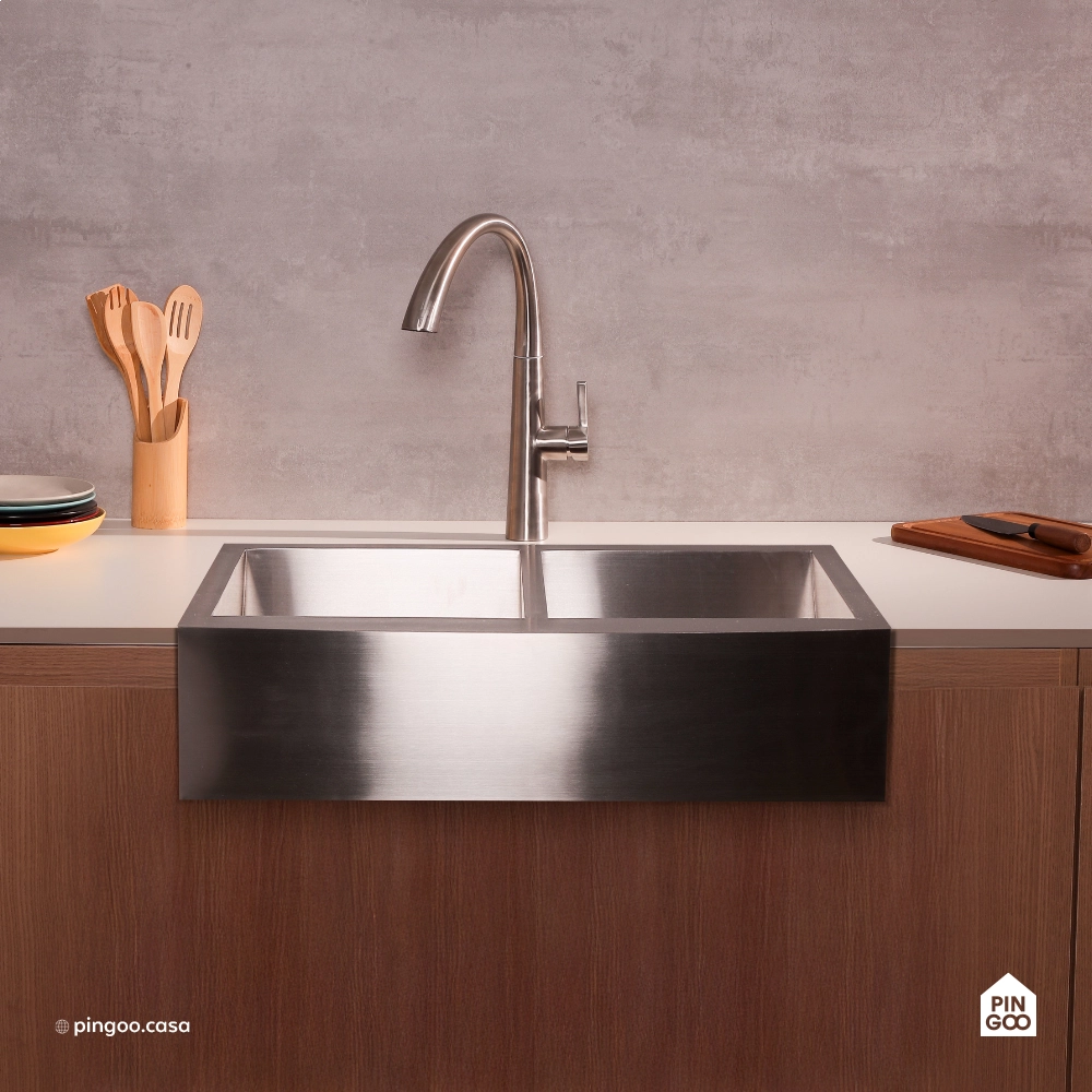 Cuba Dupla Gourmet para Cozinha Aço Inox 304 91x53cm Kiriri Farm Grande Prata