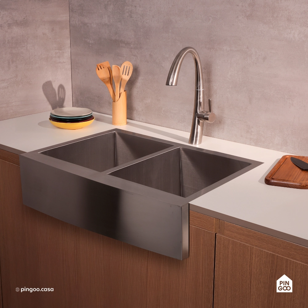 Cuba Dupla Gourmet para Cozinha Aço Inox 304 91x53cm Kiriri Farm Grande Prata