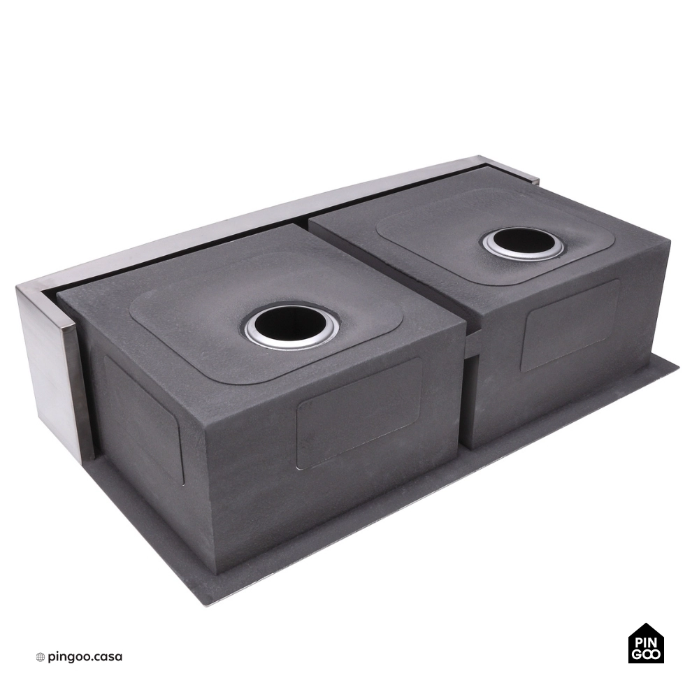 Cuba Dupla Gourmet para Cozinha Aço Inox 304 91x53cm Kiriri Farm Grande Prata