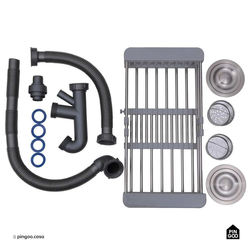 Cuba Dupla Gourmet para Cozinha Aço Inox 304 91x53cm Kiriri Farm Grande Prata