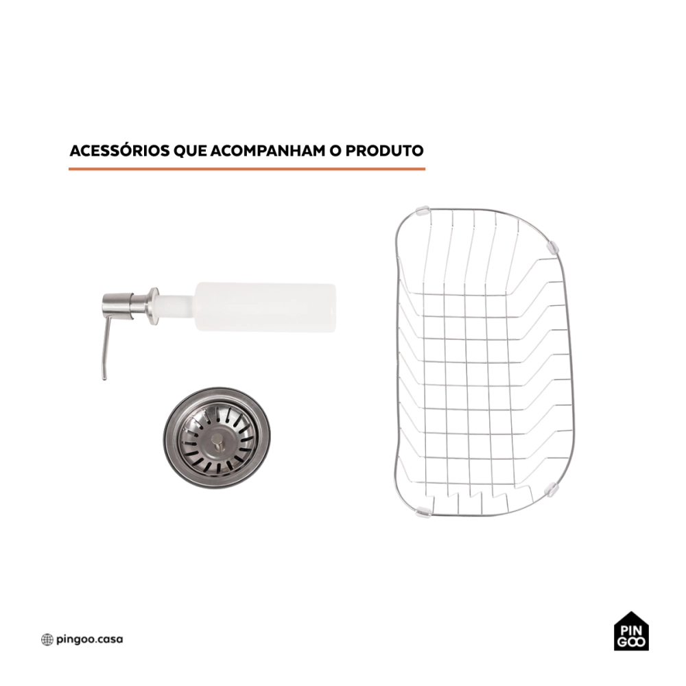 Cuba Gourmet para Cozinha Aço Inox 201 50x40cm Nawa Preto