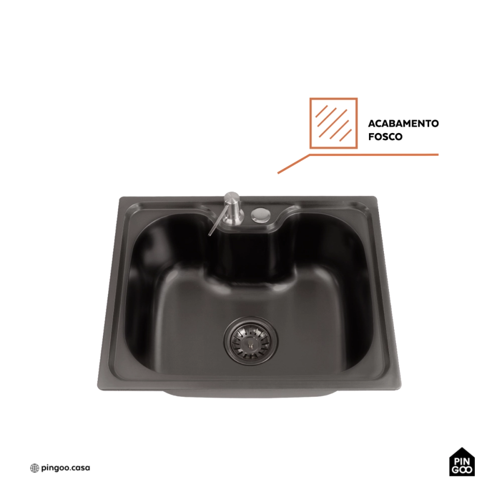 Cuba Gourmet para Cozinha Aço Inox 201 50x40cm Nawa Preto