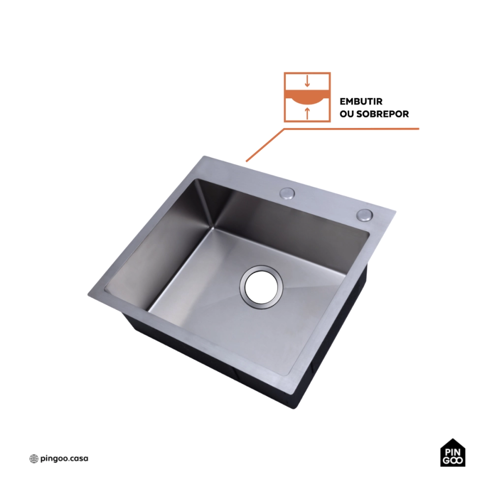 Cuba Gourmet para Cozinha Aço Inox 304 55x51cm Corubos Prata