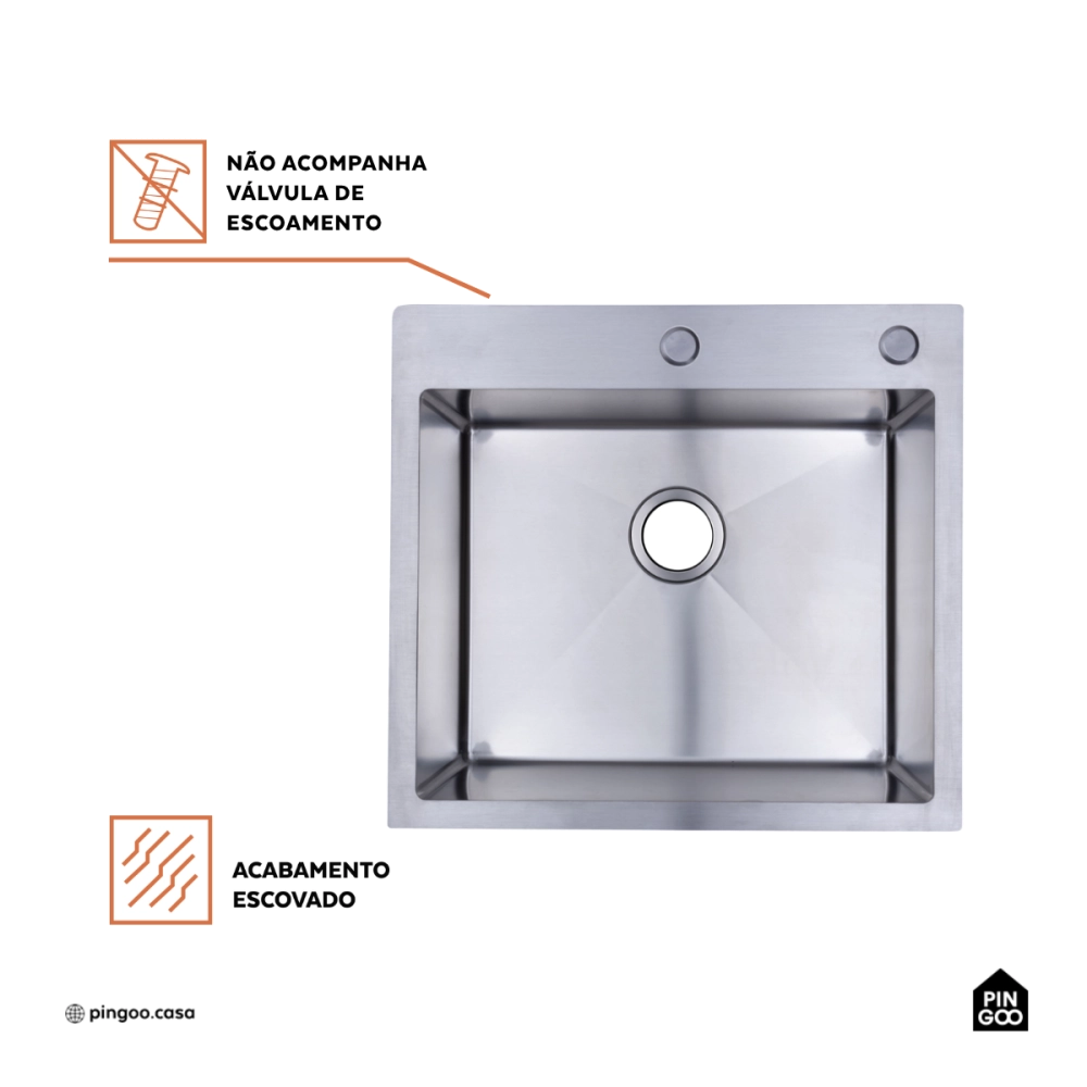 Cuba Gourmet para Cozinha Aço Inox 304 55x51cm Corubos Prata