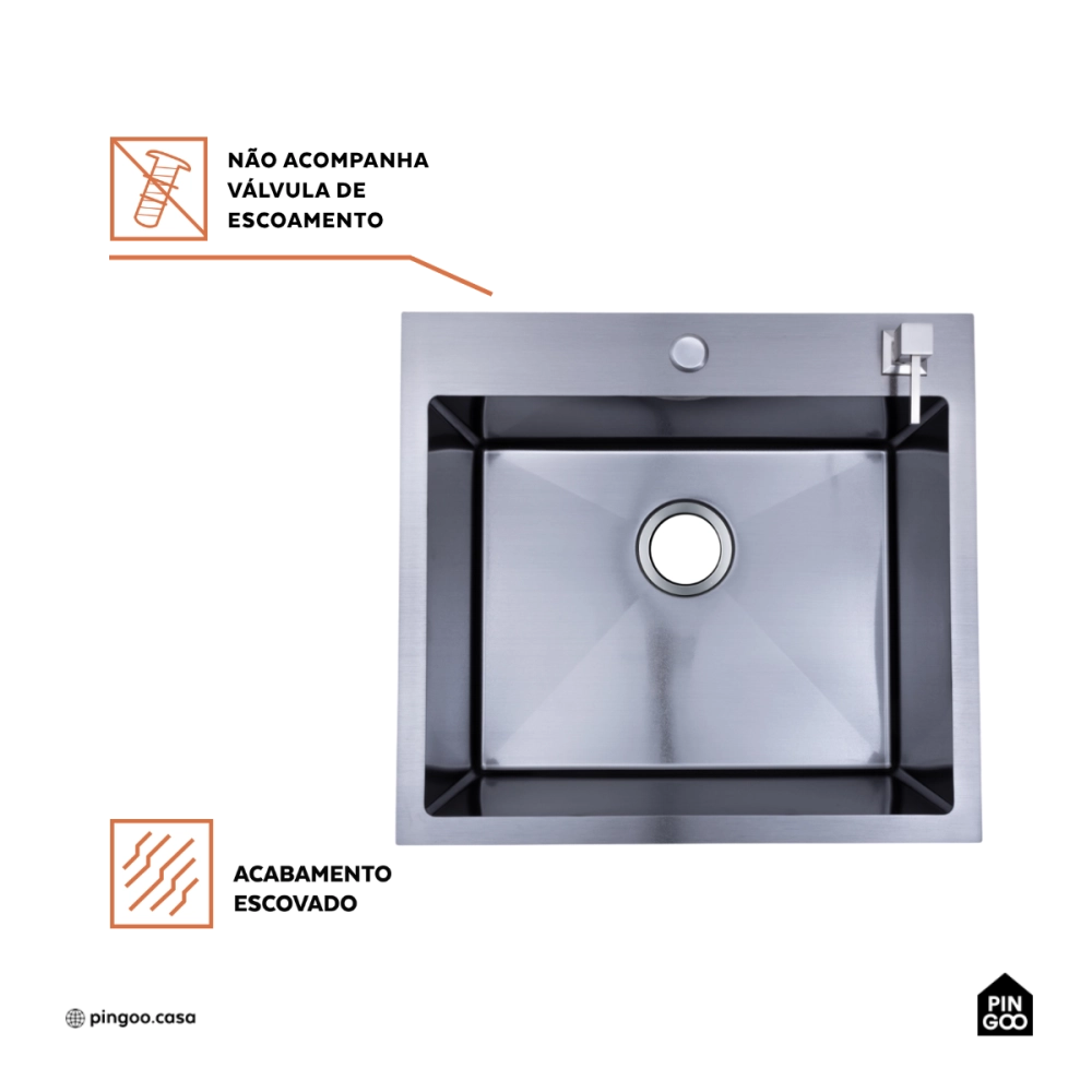 Cuba Gourmet para Cozinha Aço Inox 304 55x51cm Corubos Preto