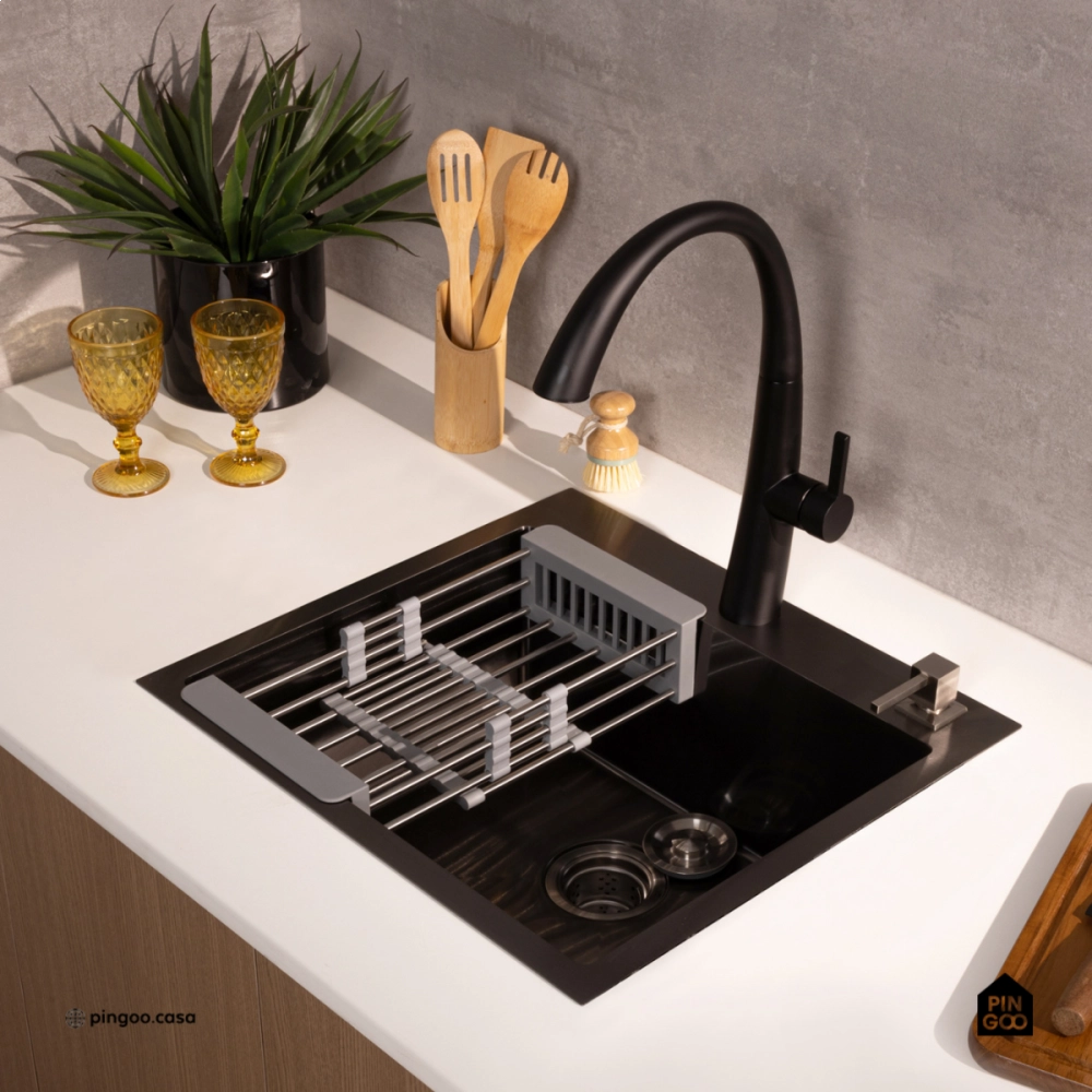 Cuba Gourmet para Cozinha Aço Inox 304 55x51cm Corubos Preto